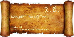 Kanyó Balázs névjegykártya