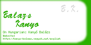 balazs kanyo business card
